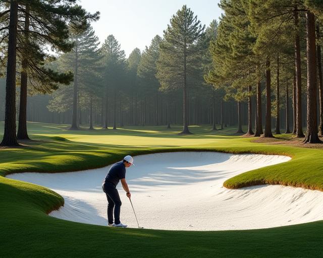 Jugador de golf en el desafiante bunker del Campo Bosque