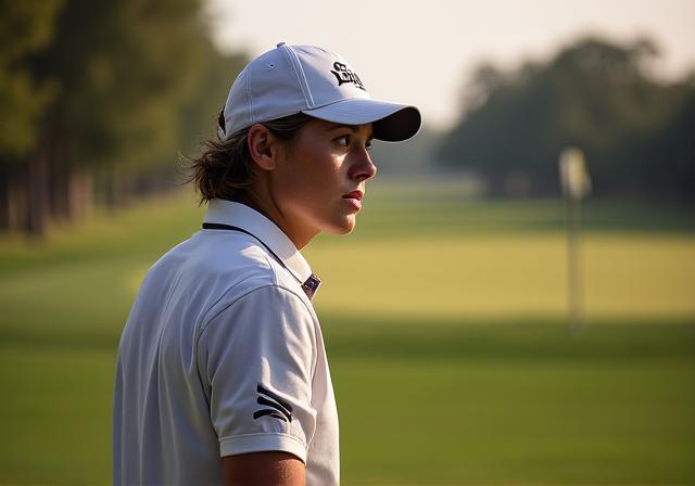 Jugador de golf contemplando su próximo tiro hacia el green